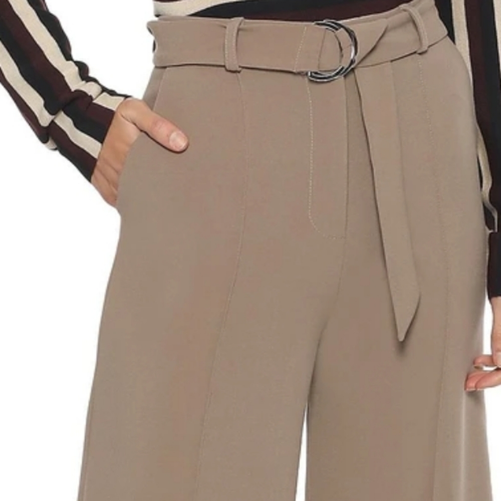 NWT Iris & Ink Kolka cropped belted wide-leg pants sz 4